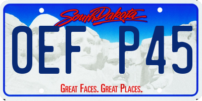 SD license plate 0EFP45