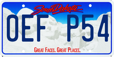 SD license plate 0EFP54