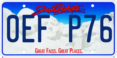 SD license plate 0EFP76