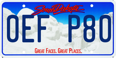 SD license plate 0EFP80