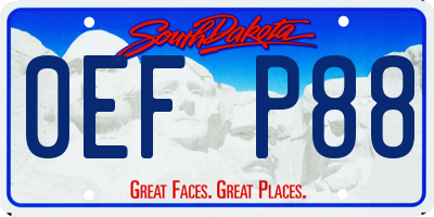 SD license plate 0EFP88