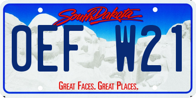 SD license plate 0EFW21