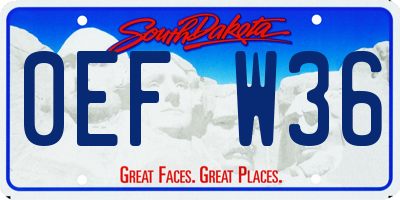 SD license plate 0EFW36