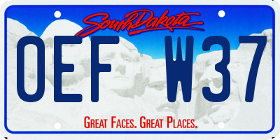 SD license plate 0EFW37