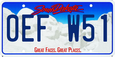 SD license plate 0EFW51