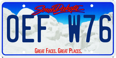 SD license plate 0EFW76