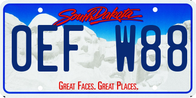 SD license plate 0EFW88