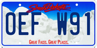 SD license plate 0EFW91