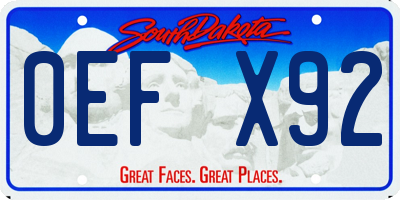 SD license plate 0EFX92