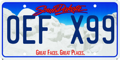 SD license plate 0EFX99
