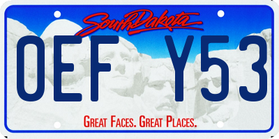 SD license plate 0EFY53