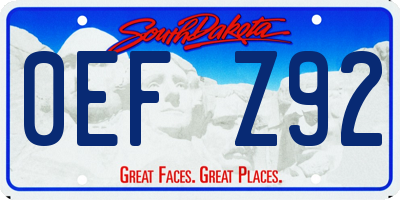 SD license plate 0EFZ92