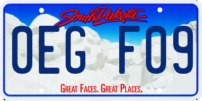 SD license plate 0EGF09
