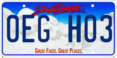 SD license plate 0EGH03
