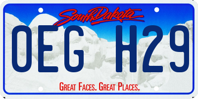 SD license plate 0EGH29