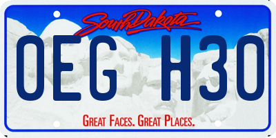 SD license plate 0EGH30