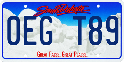 SD license plate 0EGT89