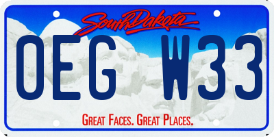 SD license plate 0EGW33