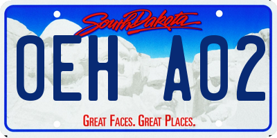 SD license plate 0EHA02