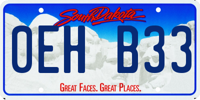 SD license plate 0EHB33