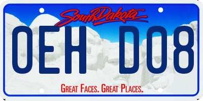 SD license plate 0EHD08