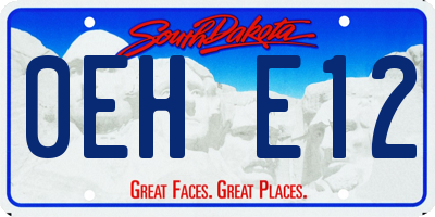 SD license plate 0EHE12