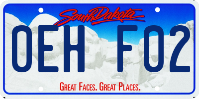 SD license plate 0EHF02