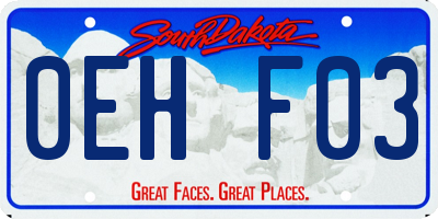 SD license plate 0EHF03