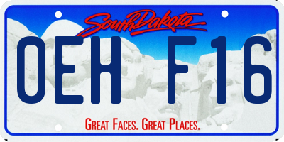 SD license plate 0EHF16