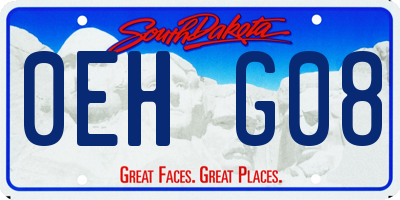 SD license plate 0EHG08