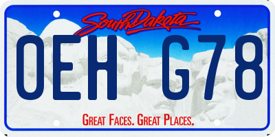 SD license plate 0EHG78