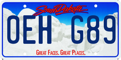 SD license plate 0EHG89