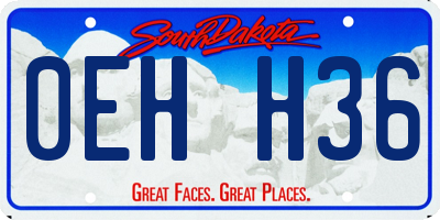 SD license plate 0EHH36