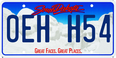 SD license plate 0EHH54