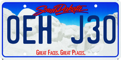 SD license plate 0EHJ30