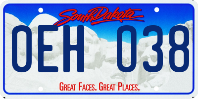 SD license plate 0EHO38