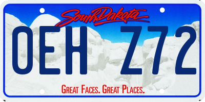 SD license plate 0EHZ72