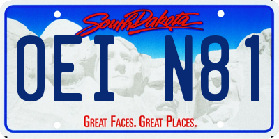 SD license plate 0EIN81