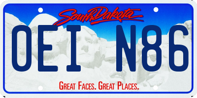 SD license plate 0EIN86