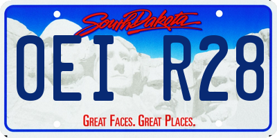 SD license plate 0EIR28