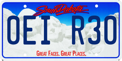 SD license plate 0EIR30