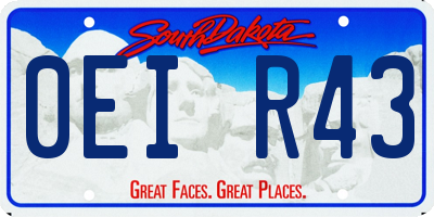 SD license plate 0EIR43