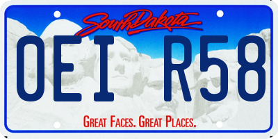SD license plate 0EIR58