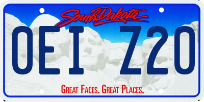 SD license plate 0EIZ20