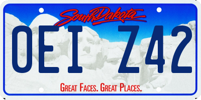 SD license plate 0EIZ42