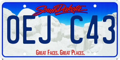 SD license plate 0EJC43