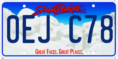 SD license plate 0EJC78
