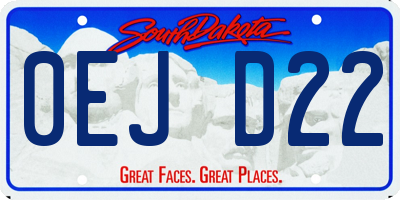 SD license plate 0EJD22