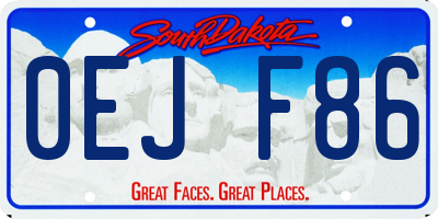 SD license plate 0EJF86