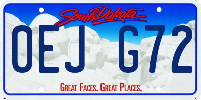 SD license plate 0EJG72